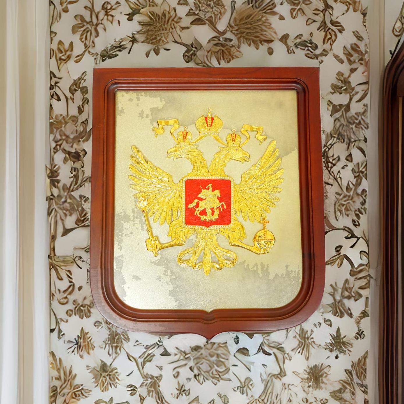 Бронзовый герб России на стену